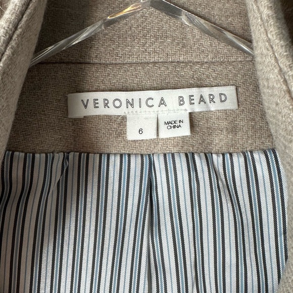 Veronica Beard Arshia Wool Blend Jacket Oatmeal Cable Knit Sleeves Size 6 - Picture 8 of 16